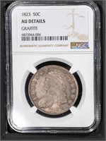 1823 50C NGC AU Capped Bust Half Dollar
