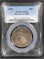 1840 50C Liberty Seated Half Rev 39  PCGS XF45