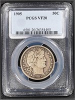 1905 50C Barber Half Dollar  PCGS VF20