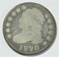 1820 CAPPED BUST DIME AG+