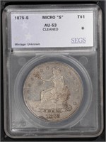 1875 S $1 SEGS AU53 Trade Dollar