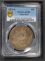 1876-S $1 Trade Dollar Chop Mark PCGS AU50