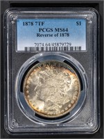 1878 Morgan Dollar 7TF Rev of 78 PCGS MS64