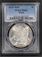 1878 $1 PCGS MS63 7/8TF Weak Morgan Dollar