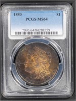 1880 $1 Morgan Dollar Toner PCGS MS64