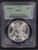 1881 S $1 PCGS MS64 Morgan Dollar
