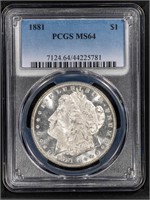 1881 $1 Morgan Dollar  PCGS MS64