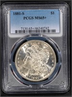 1881 S $1 Morgan Dollar  PCGS MS65+
