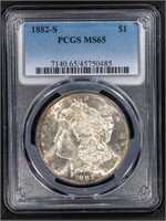 1882 S $1 Morgan Dollar  PCGS MS65