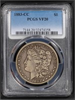 1883 CC $1 Morgan Dollar  PCGS VF20