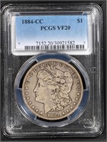1884 CC $1 Morgan Dollar  PCGS VF20