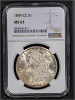 1884 CC $1 NGC MS63 Morgan Dollar