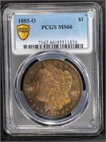 1885 O $1 Morgan Dollar Toner PCGS MS66