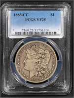 1885 CC $1 Morgan Dollar  PCGS VF25