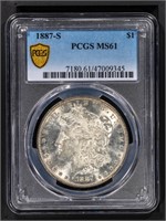 1887-S $1 Morgan Dollar PCGS MS61
