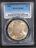 1887 $1 Morgan Dollar  PCGS MS65