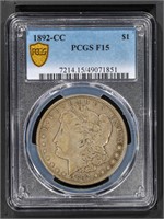1892-CC $1 Morgan Dollar PCGS F15