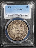 1893 $1 Morgan Dollar  PCGS F15