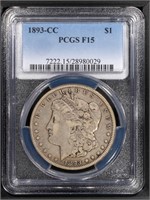 1893 CC $1 Morgan Dollar  PCGS F15