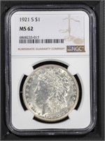 1921 S $1 NGC MS62 Morgan Dollar