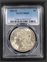 1921 D $1 PCGS MS65 Morgan Dollar