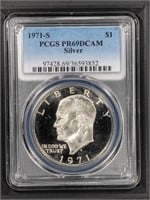 1971 S $1 PCGS DCAM69 Silver Eisenhower Dollar