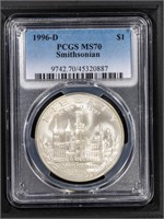 1996 D $1 PCGS MS70 Smithsonian 150th Anniversary