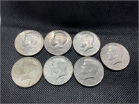 LOT OF 7 ASSORTED DATE KENNEDY HALF DOLLARS