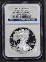2007-W S$1 American Eagle Early Releases PF70 NGC