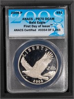 2008 P $1 ANACS DCAM70 Bald Eagle Silver Dollar