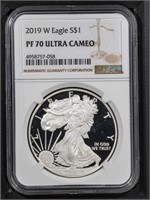 2019-W S$1 American Silver Eagle PF70UCAM NGC