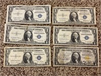 LOT OF 6 1935 SILVER CERTIFICATE ONE DOLLAR