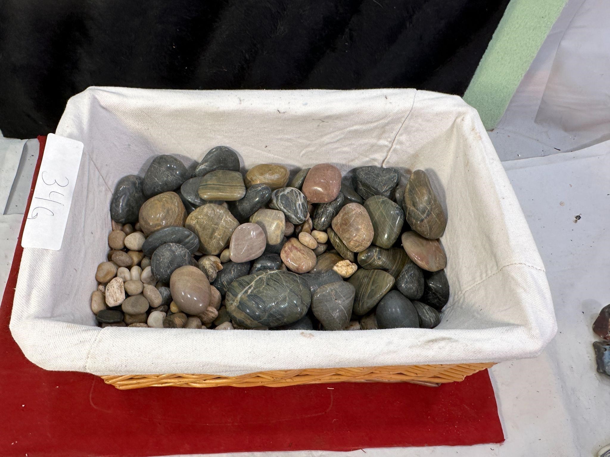 BASKET FULL OF POLISHED ROCKS