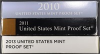 (1) 2010-2011, (1) 2013 US PROOF SETS