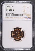 1955 LINCOLN CENT NGC PF67 RD