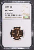 1955 LINCOLN CENT NGC PF68 RD