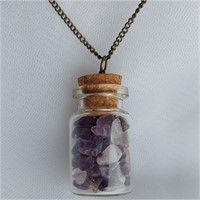 Glass Bottle of Amethyst Necklace