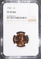 1962 LINCOLN CENT NGC PF69 RD