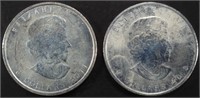 (2) 1 OZ .999 SILVER 2011 & 2013 CAN MAPLE ROUNDS