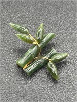 Vintage jade brooch pin