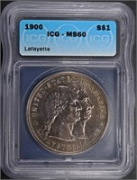 1900 SILVER LAFAYETTE COMM $1 ICG MS60