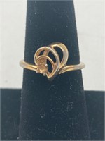 14K Gold Heart Ring Size 6 3/4