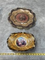 15 inch decorative plate and gold leaf and grape