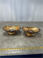 Gold leaf and grape pattern footed bowls, set of
