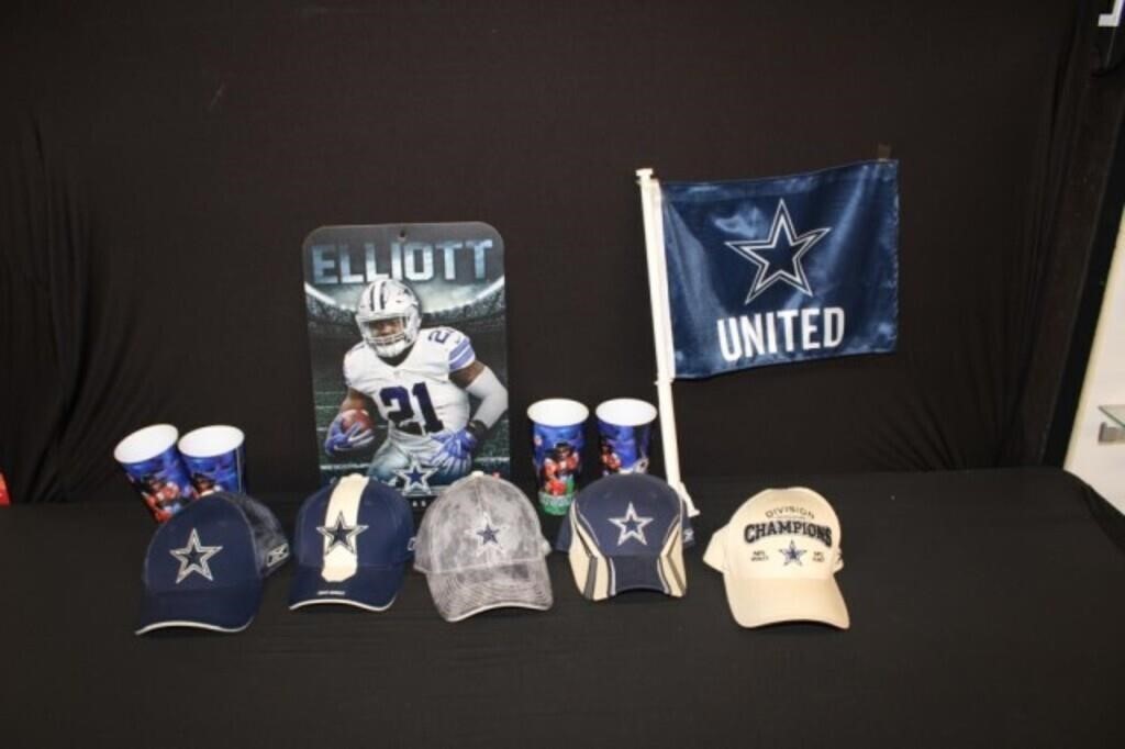Dallas Cowboys Caps, Cups, Flag, Ezekiel