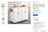 E7505  Homfa Kitchen Island - White