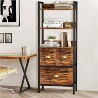 E7523 5 Tier 60in Tall Bookcase Open Bookshelf