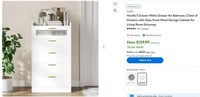 E7724 5 Drawer White Dresser for Bedroom