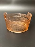 Vintage Diamond Glass Pink Barrel Bowl