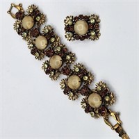 Vintage Rhinestone Bracelet & Earring
